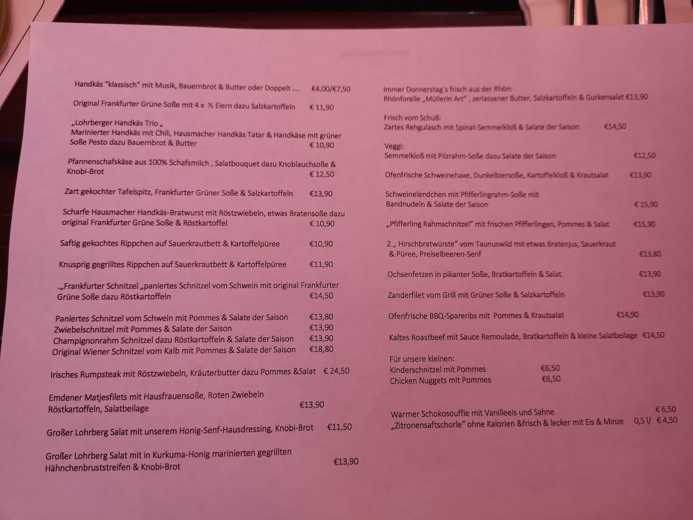 Lohrberg-Schänke menu 4